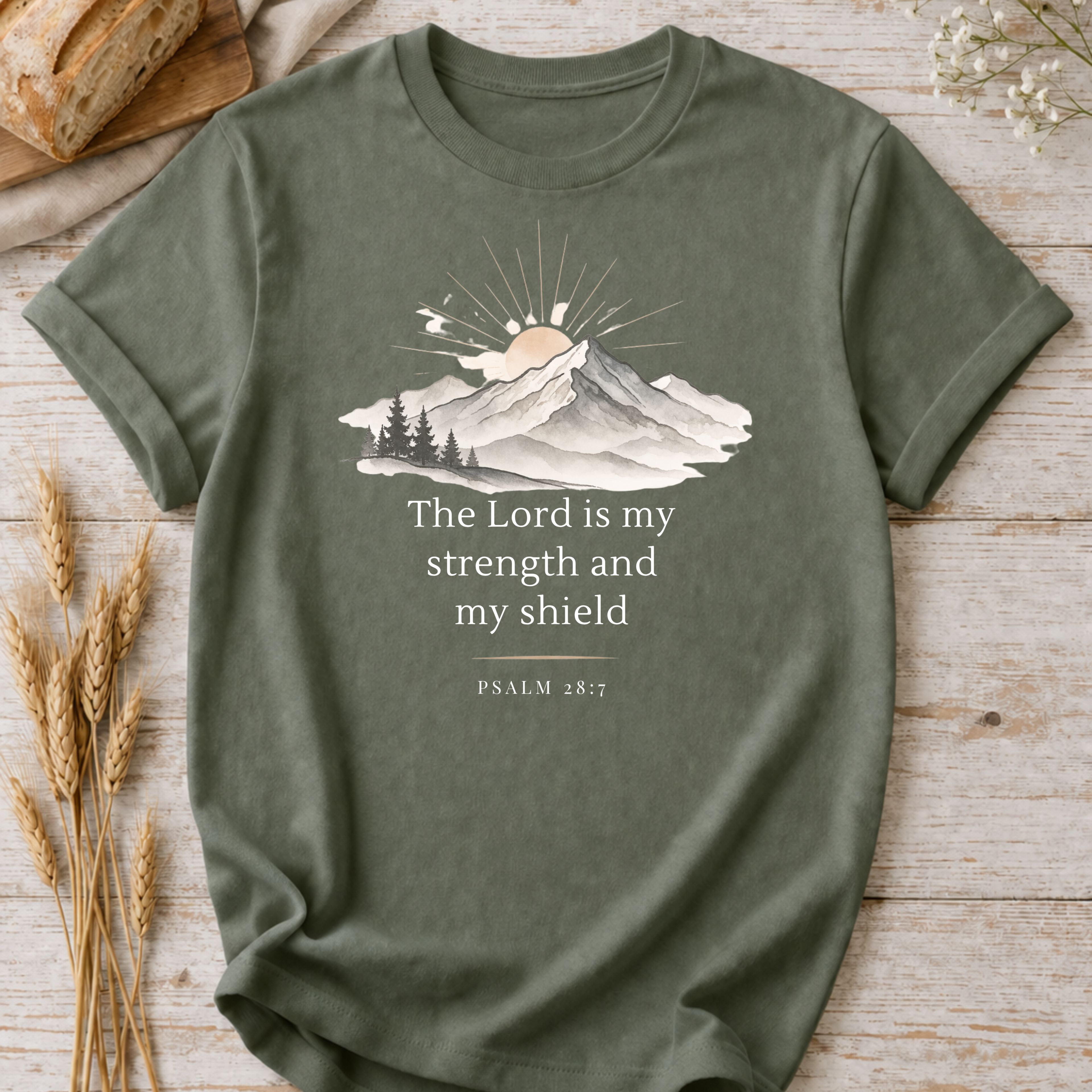 Christian T-Shirt — "The Lord Is My Strength and My Shield" Inspirational Faith Tee